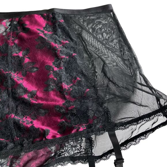 Torrid Lace Boudoir Garter Skirt Size 4 4X Navarra Black Boudoir Sheer Lingerie - Picture 7 of 14